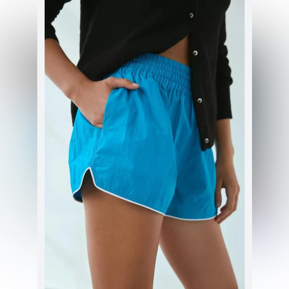 BDG Bright Blue Athletic Shorts with White Piping